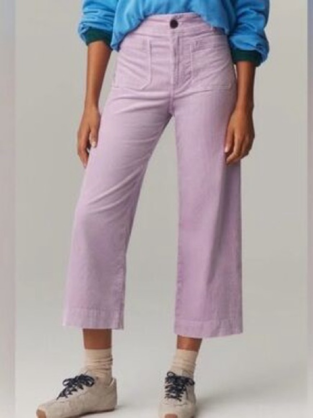 Colette Cropped High Rise Purple Corduroy Pants